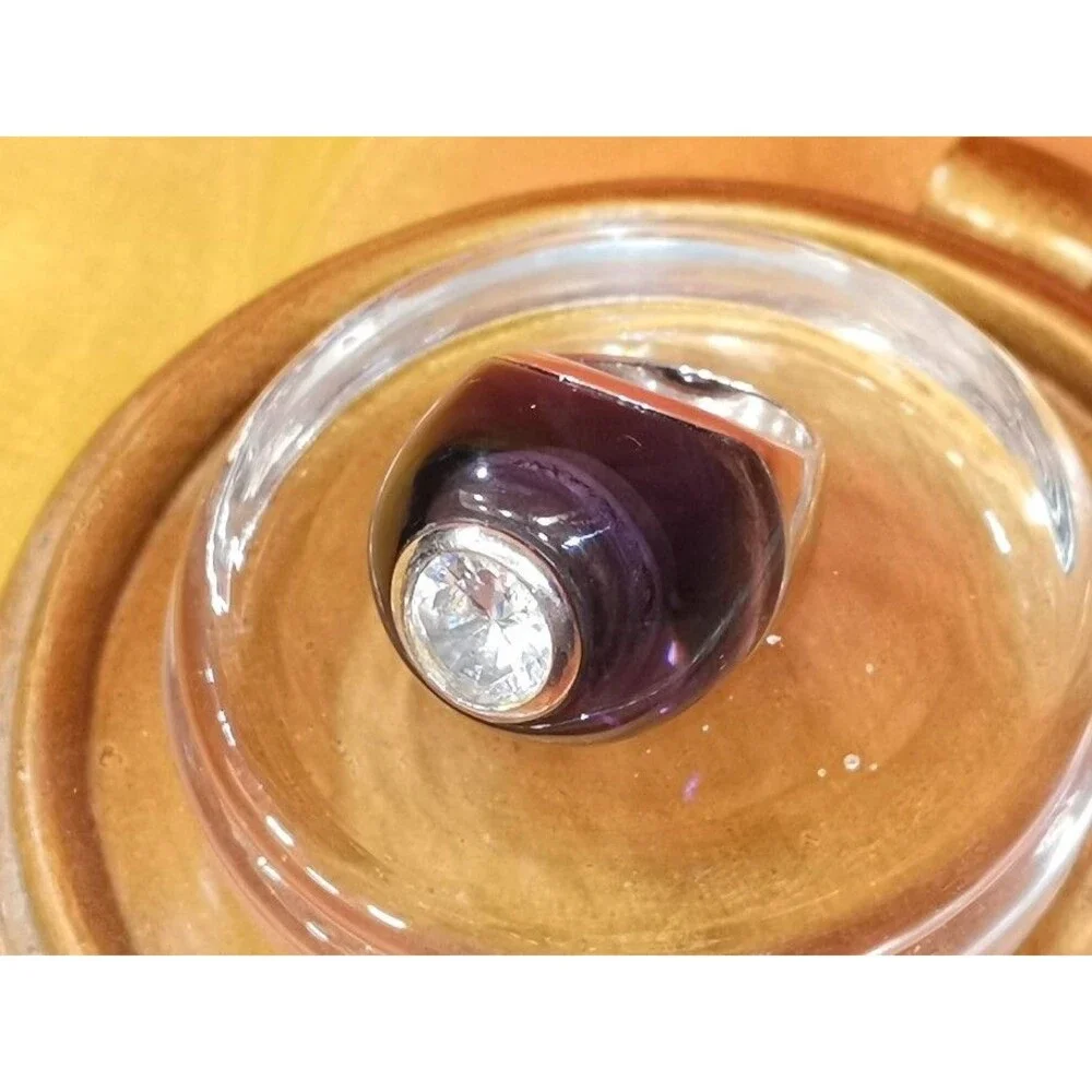 NEW Large Purple Cabochon Ring 23.7 gr. 925 Sterling Silver Size 9 - 9.5 in Box